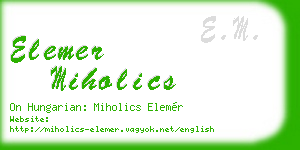 elemer miholics business card